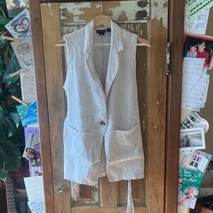 Tahari Sleeveless Linen Vest
